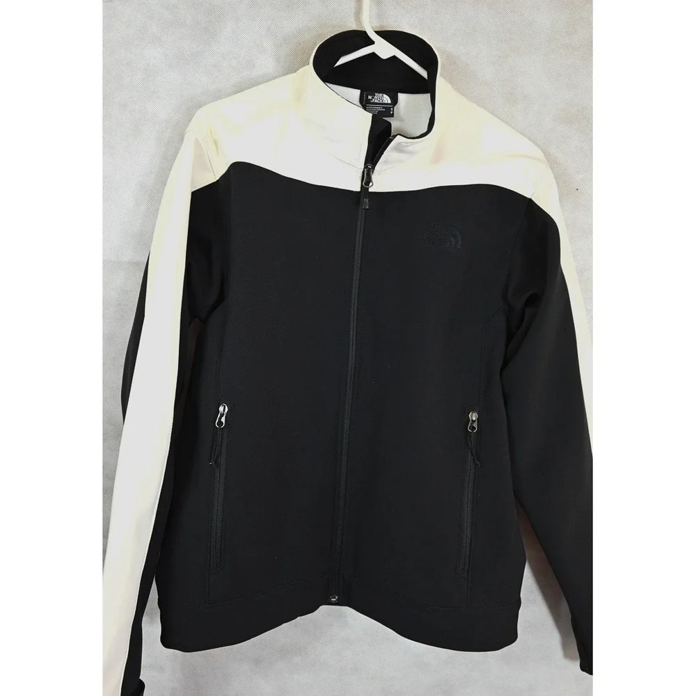 The North Face Mens T183 Softshell Jacket Black Cream Colorblock Full Zip Small